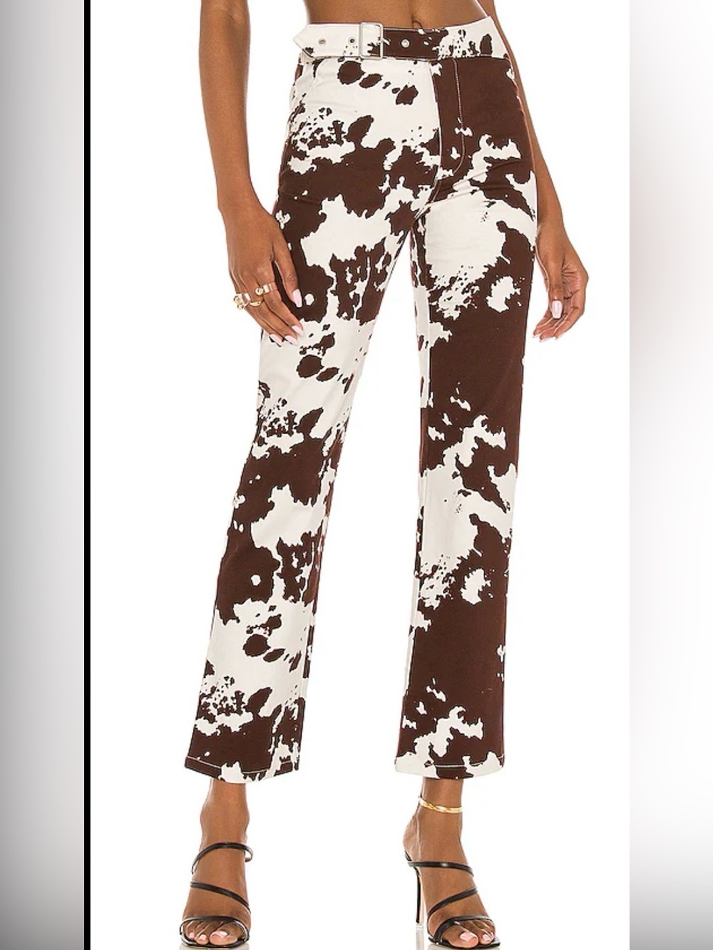 Miaou Cowprint Belted Cropped Jeans size Medium